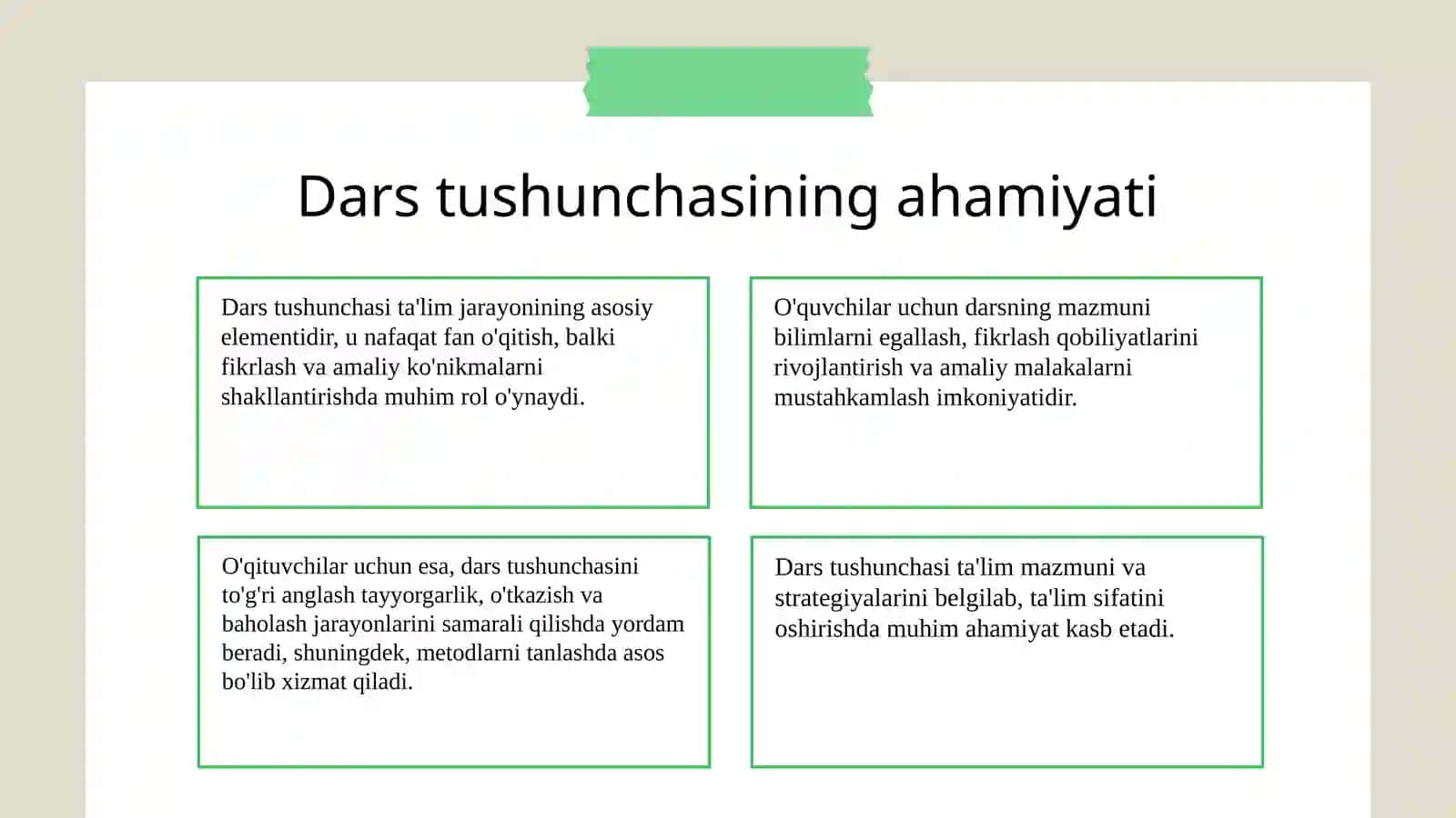 Dars tushunchasi va uning mazmun mohiyati 4