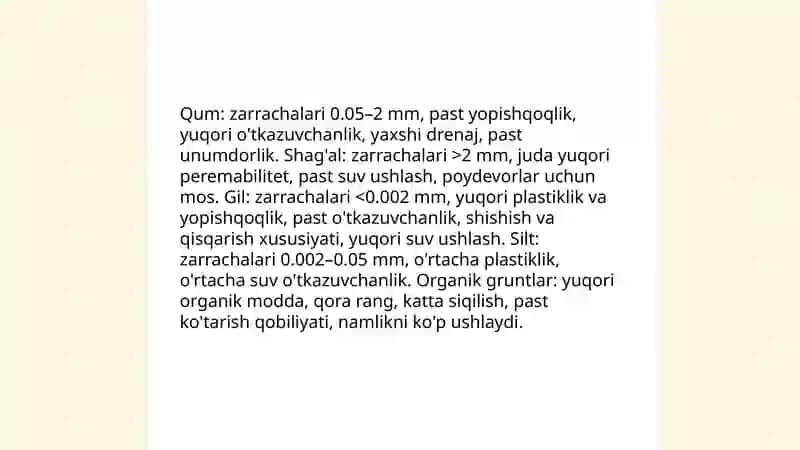 Gruntlarning xususiyatlari va ularning tasnifi 4