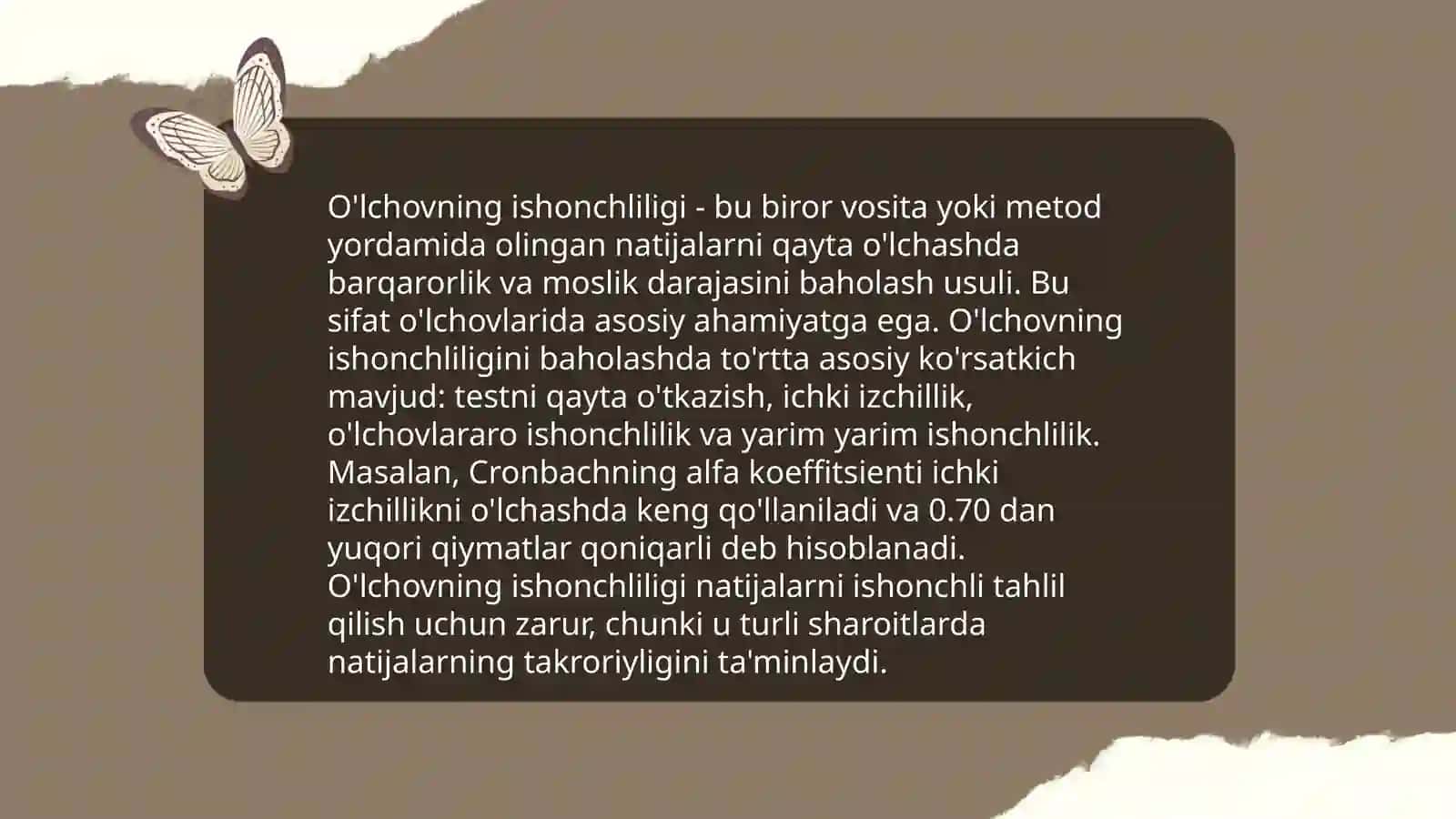 Oʻlchashning sifat mezonlari 4