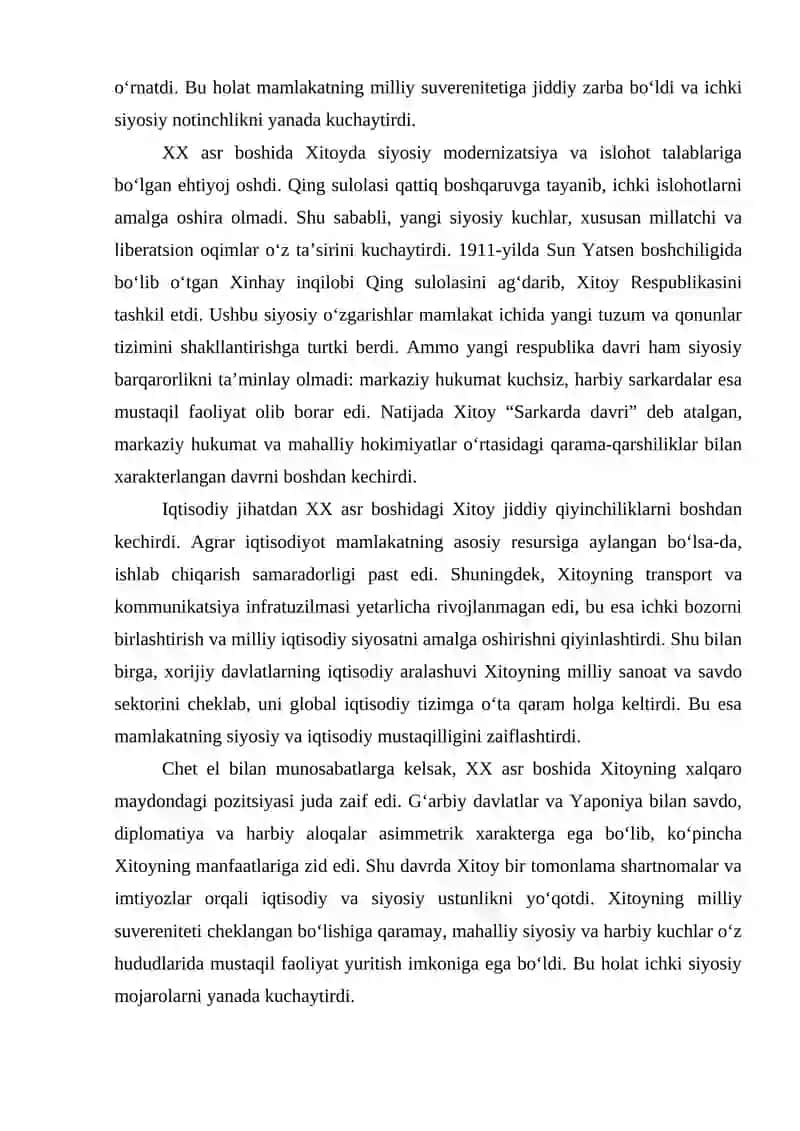 XX-XXI asrlarda Xitoyning global qudratga aylanish jarayoni 4