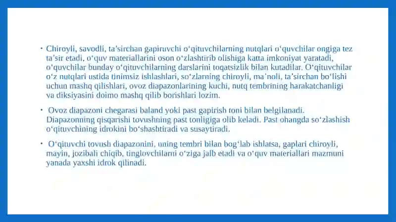 O‘qituvchi nutq texnikasi va notiqlik madaniyati 4