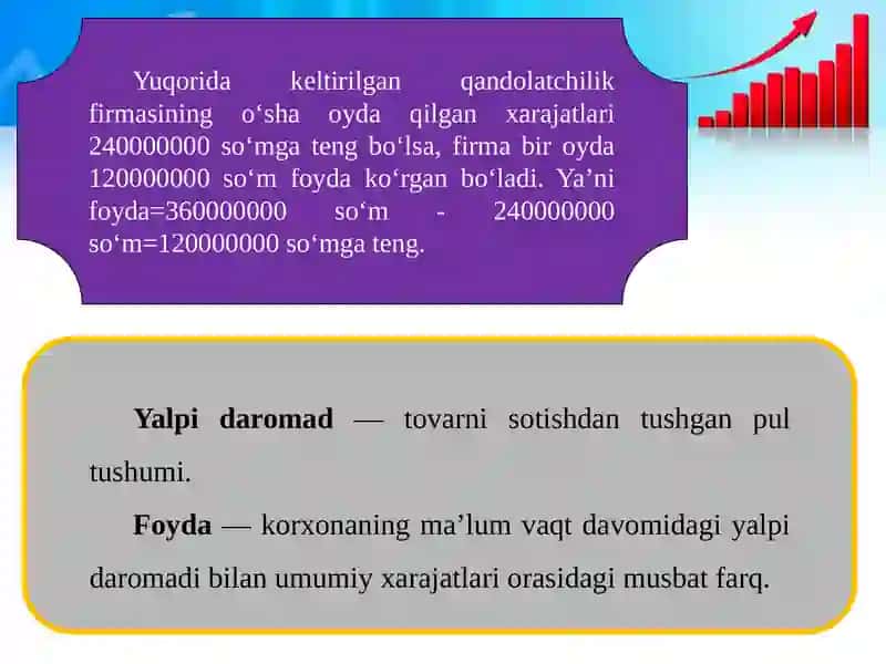 Yalpi daromad, foyda va zarar 4