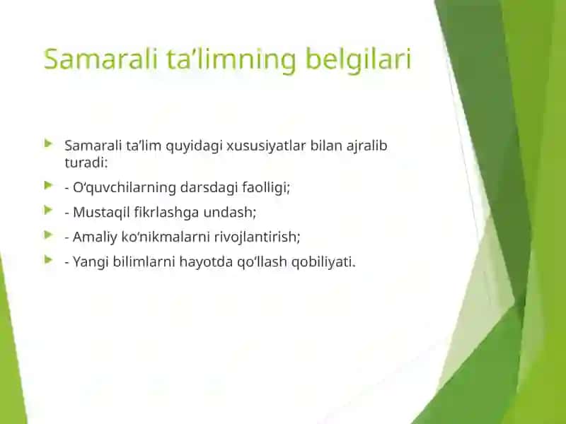 Ta’lim jarayonini samarali tashkil etish 4