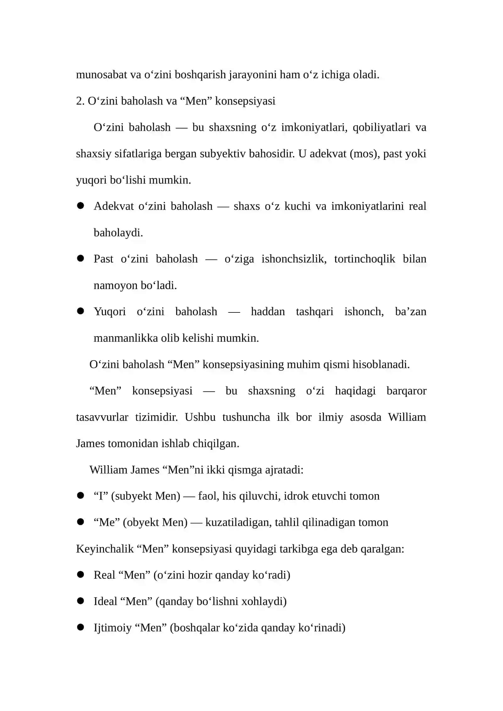 Turli yosh davrlarda o`zini anglashning xossalari 4