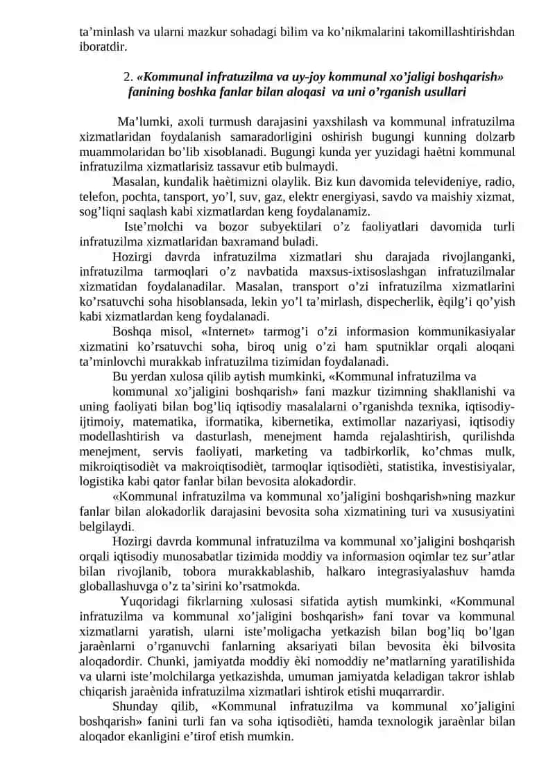 Kommunal infratuzilma va uy-joy kommunal xo’jaligi faoliyatini tashkil etish 4