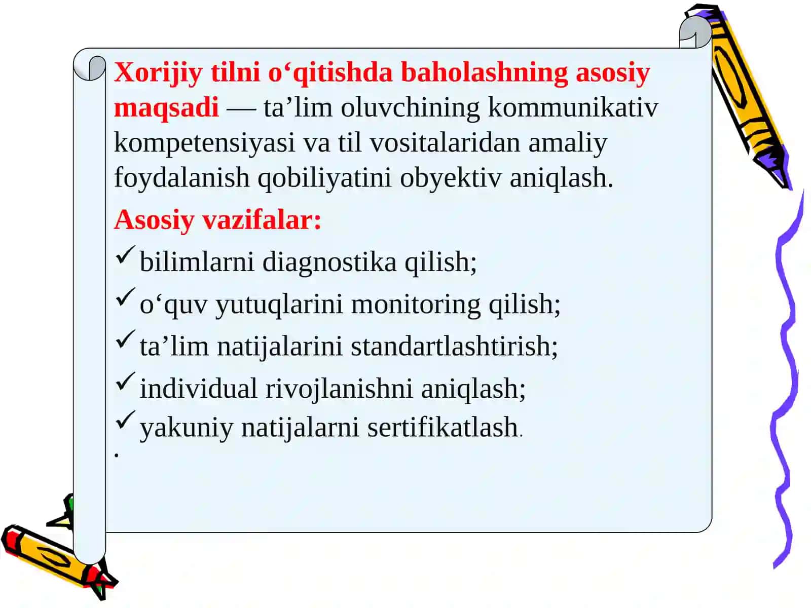 Til o‘qitishda bilimni baholash 4
