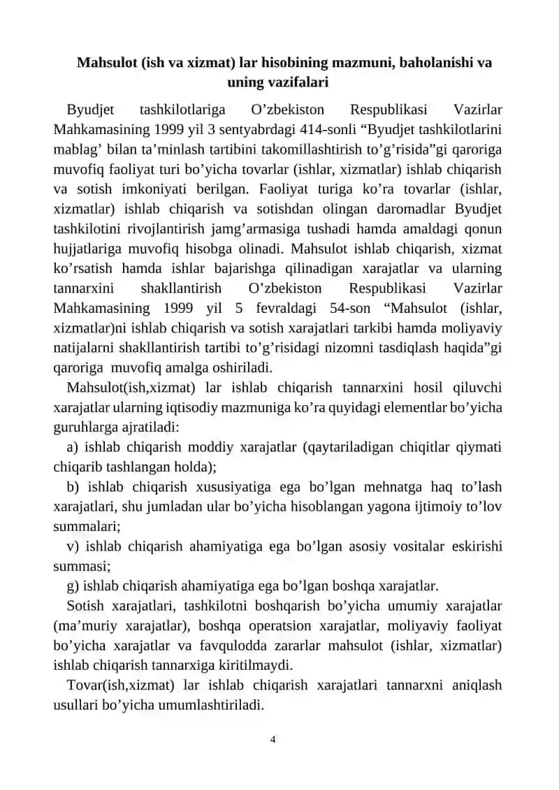 Tovar (ish, xizmat)lar ishlab chiqarish va sotish hisobi 4