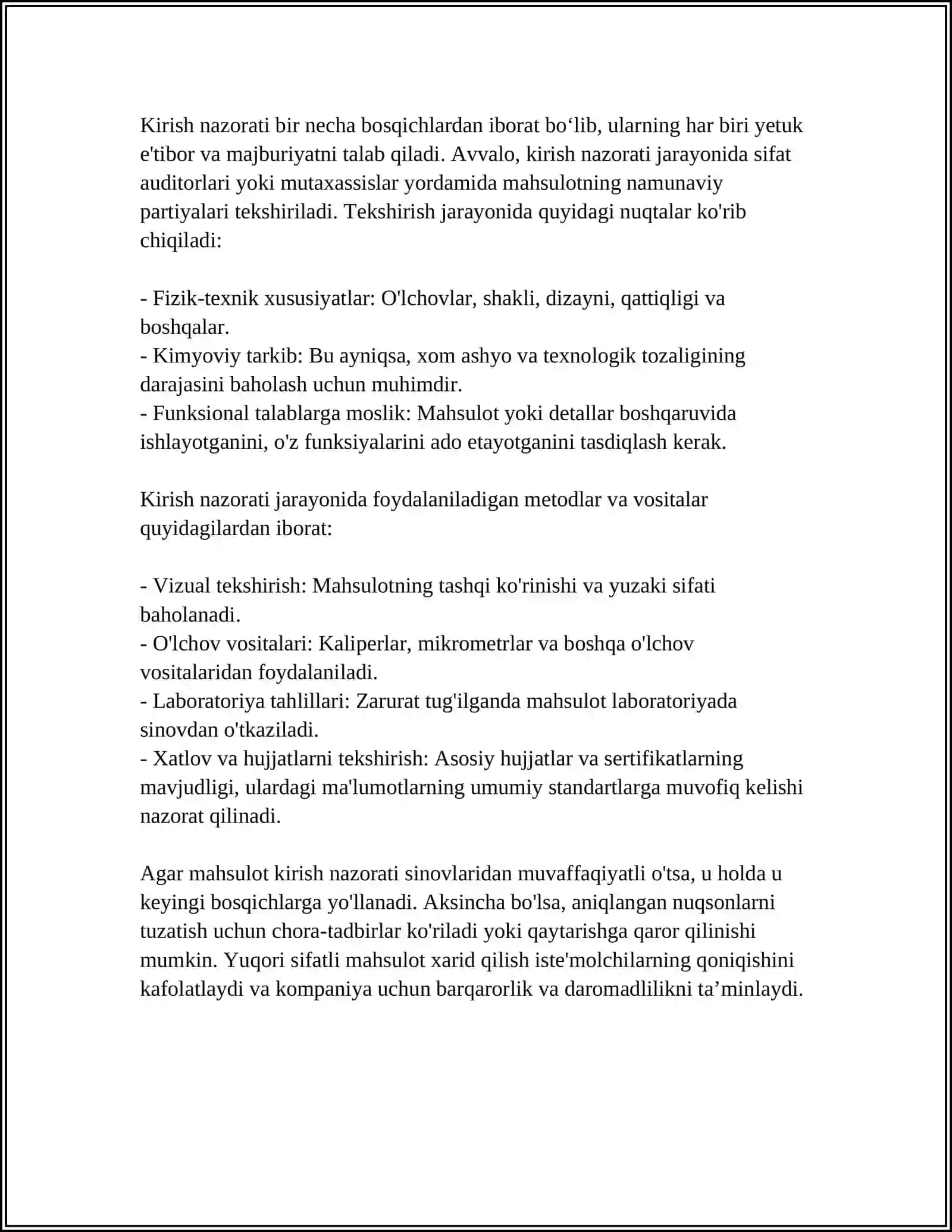 SIFAT NAZORATINING ASOSIY TURLARI 4