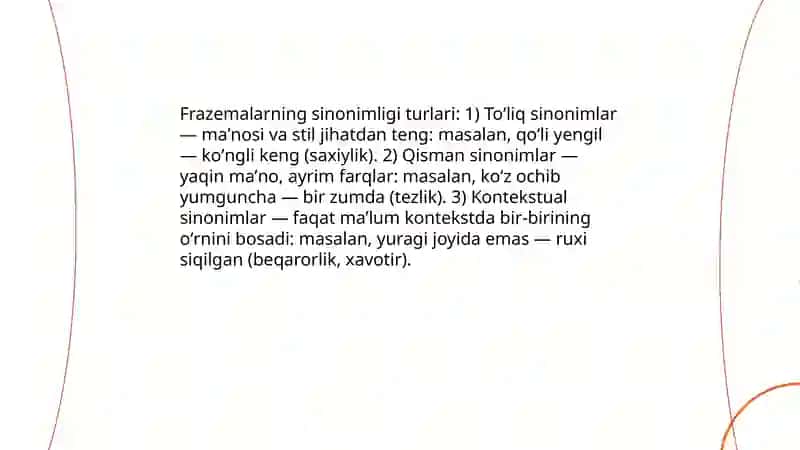 Frazemalarning semantik turlari 4