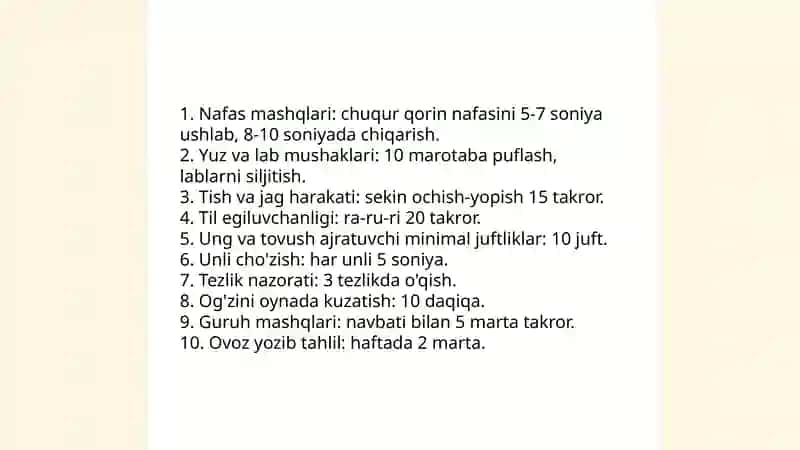 O'qituvchi uchun nutq mashqlari 4