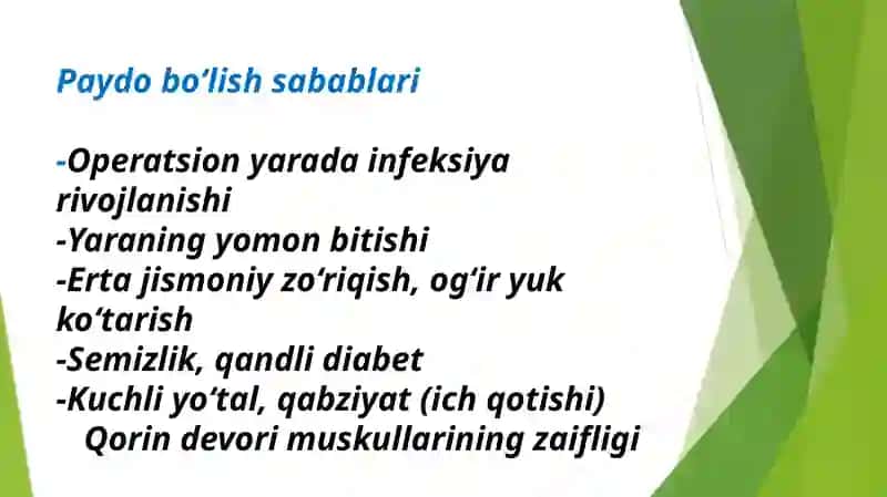 Operatsiyadan keyingi qorin churralari operativ xirurgiyasi 4