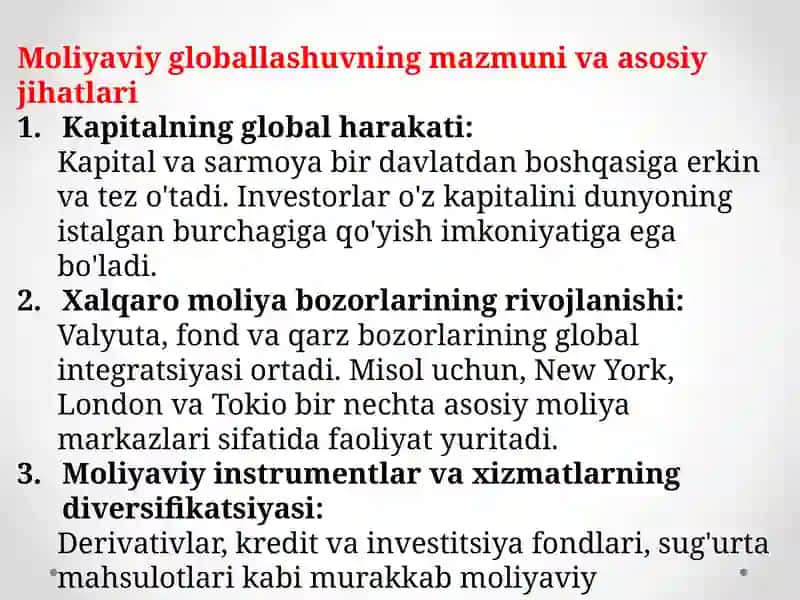 2-mavzu.Moliyaviy globallashuv va xalqaro moliyaviy integratsiya 4