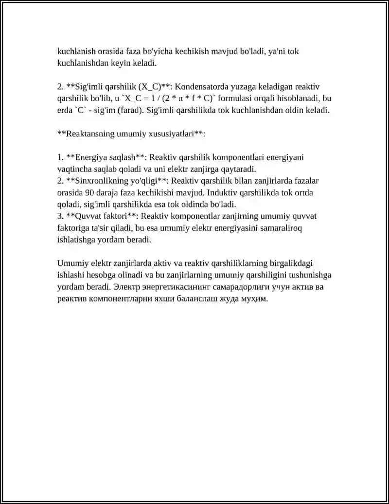 AKTIV VA REAKTIV QARSHILIKLARNING FARQI 4