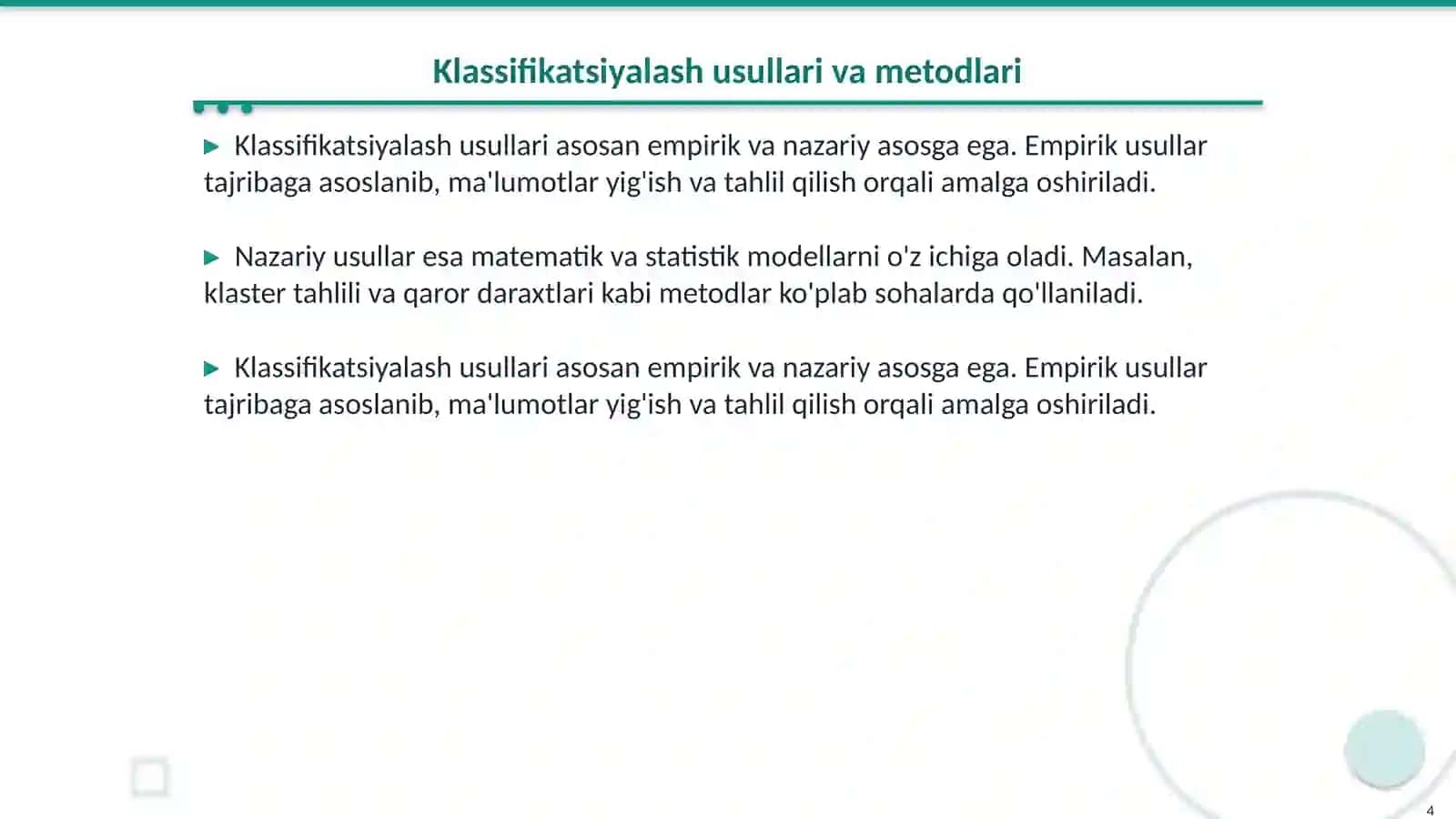 Klassifikatsiyalar va ularning turlari 4