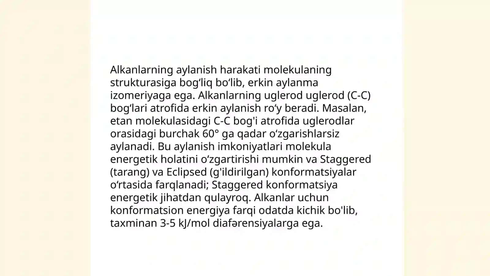 Alkanlarning konformatsiyasi va konforerlari. Nyuman diagrammasi 4