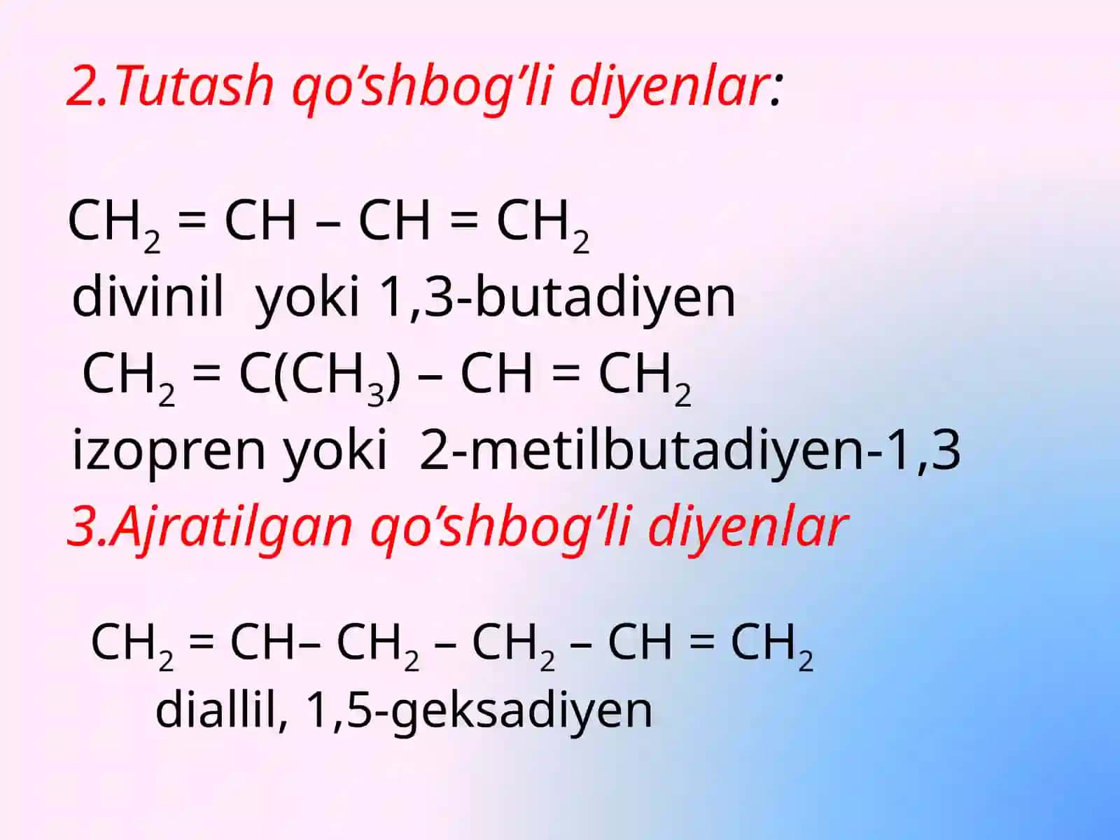 Diyen - uglevodorodlar alkadiyenlar 4