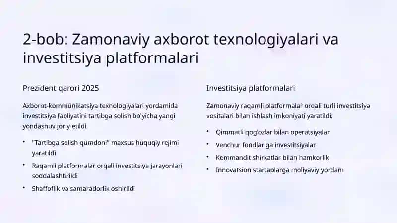 Investitsiya Faoliyatini Tartibga Solish Mexanizmlari 4