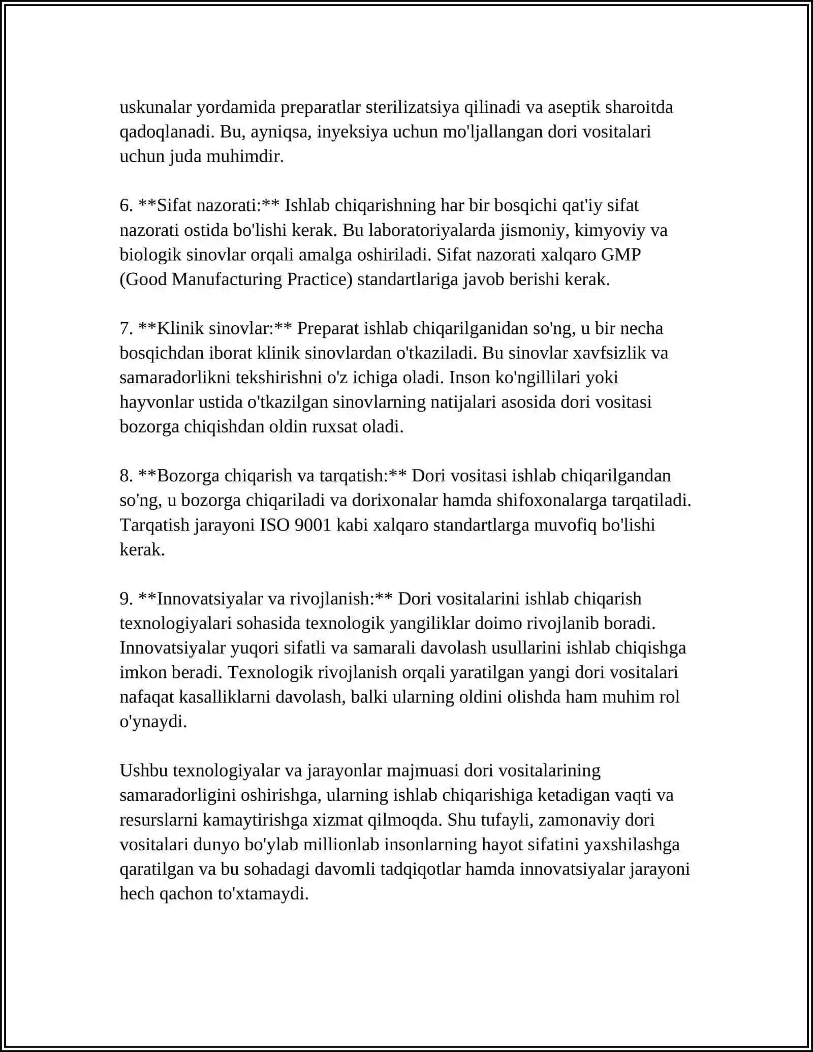 DORI VOSITALAR TIBBIY BUYUMLAR VA FARMASEVTIK TOVARLARNI ISHLAB CHIQARISH 4