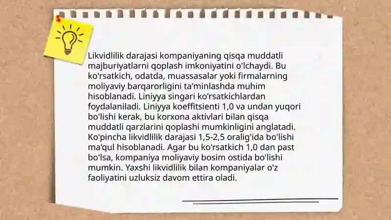 Korxona moliyaviy va iqtisodiy holatiga umumiy baxo berish 4