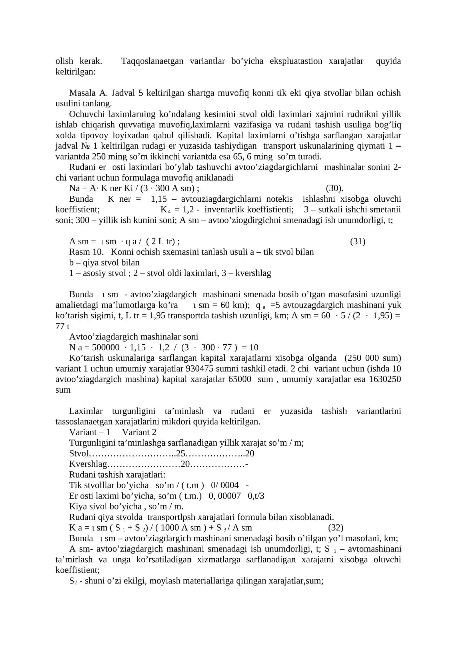 Shaxta maydonini ochish variantlari 4