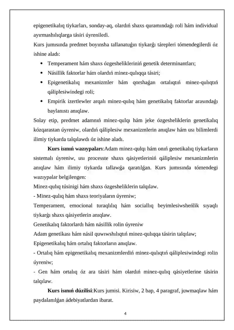 Minez-qulıq hám adam genetikası 4