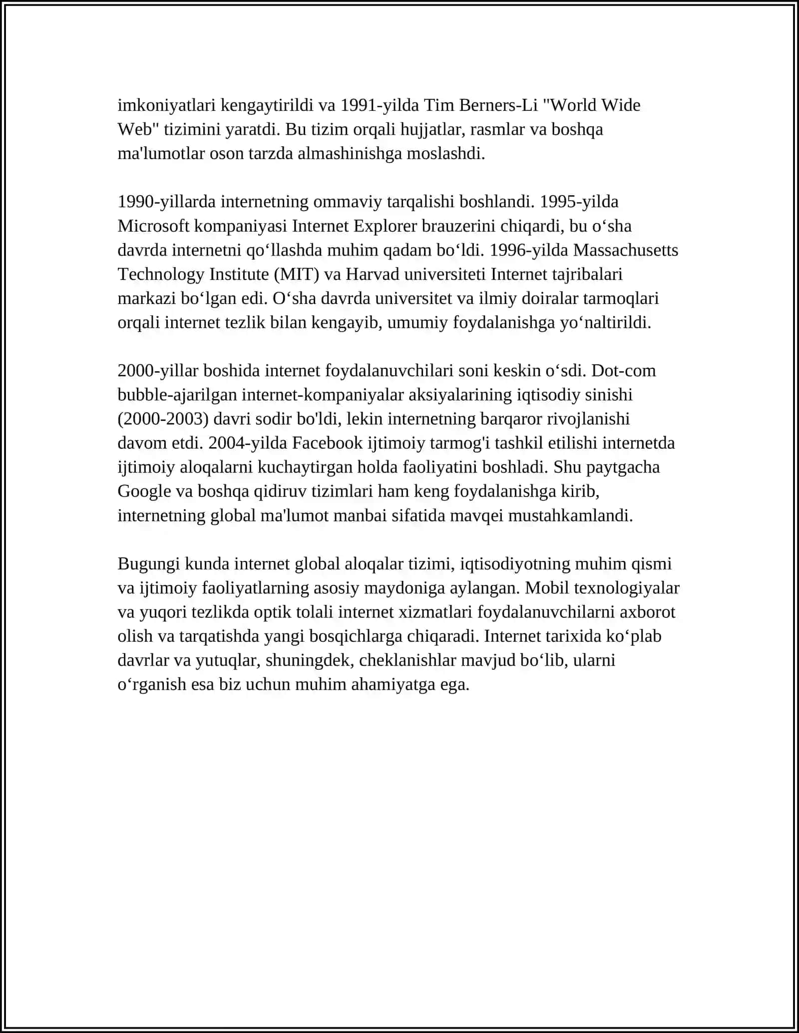 BUTUNJAHON INTERNET TARMOGʻI 4