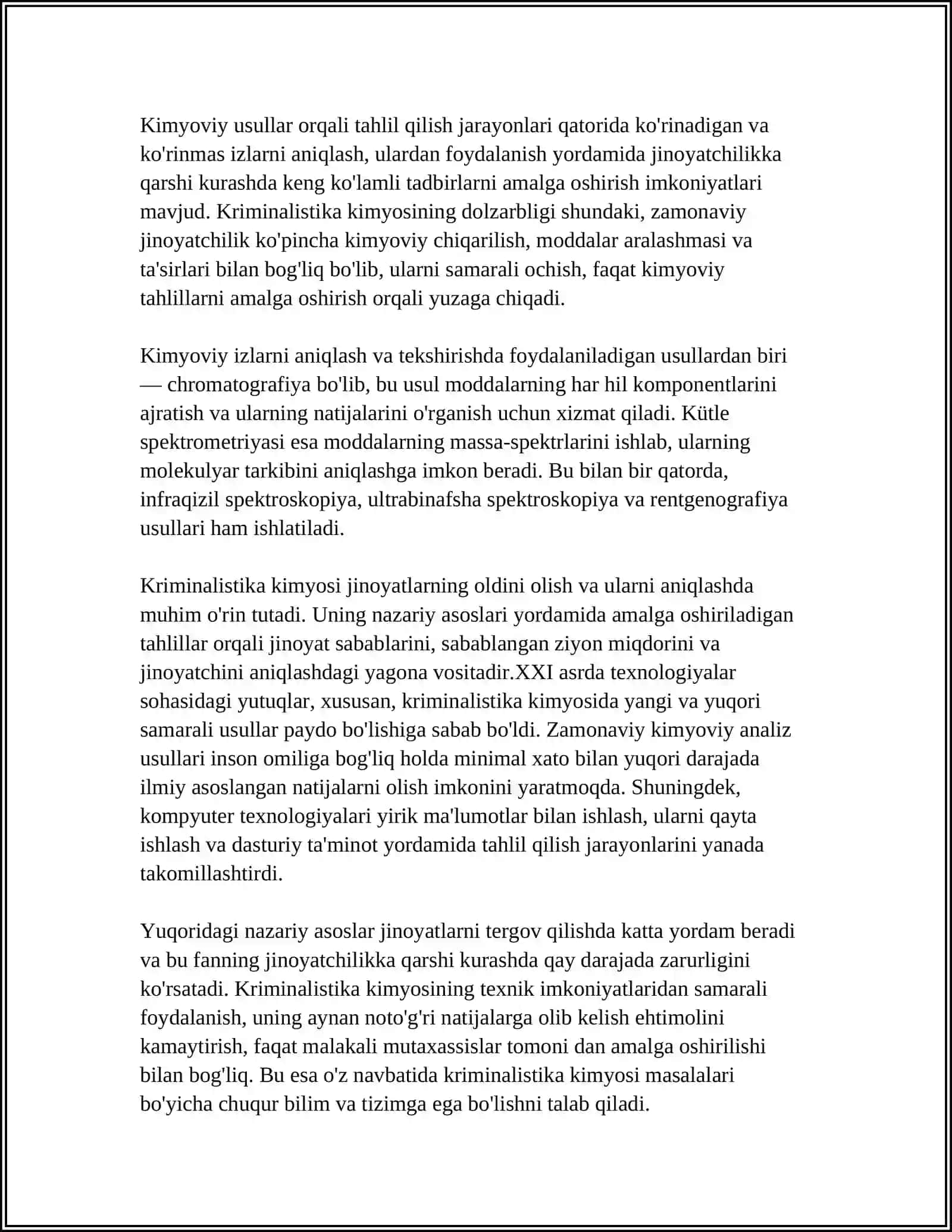 Kriminalistika Kimyoning O'rni 4