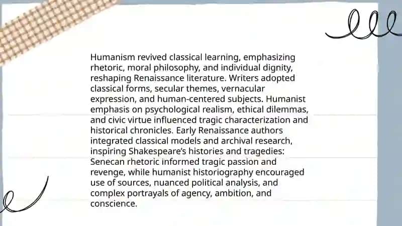EARLY RENAISSANCE PERIOD. LITERATURE OF RENAISSANCE PERIOD, TRAGEDIES AND HISTORICAL CHRONICLES OF WILLIAM SHAKESPEARE 4