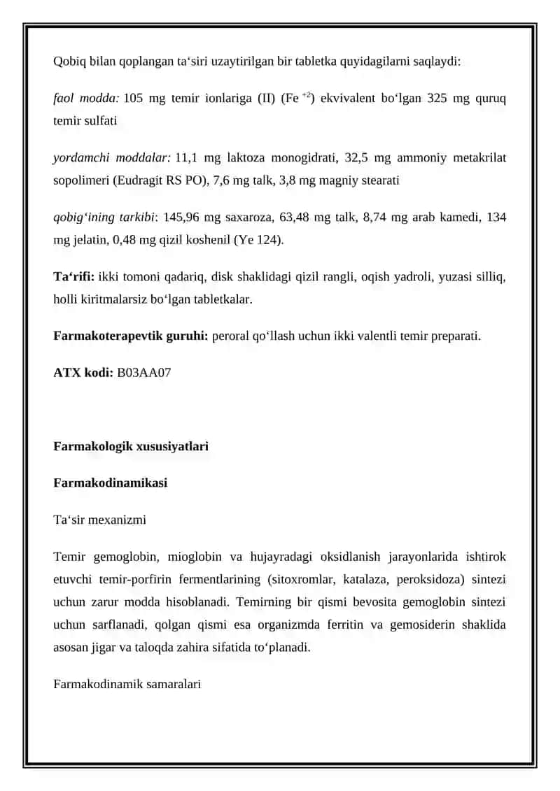 Temir saqlovchi dori vositalarining qiyosiy tahlili 4