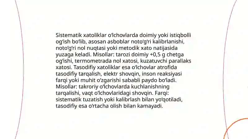 O‘lchash ishlarining xatoliklari va nazariyasi 4