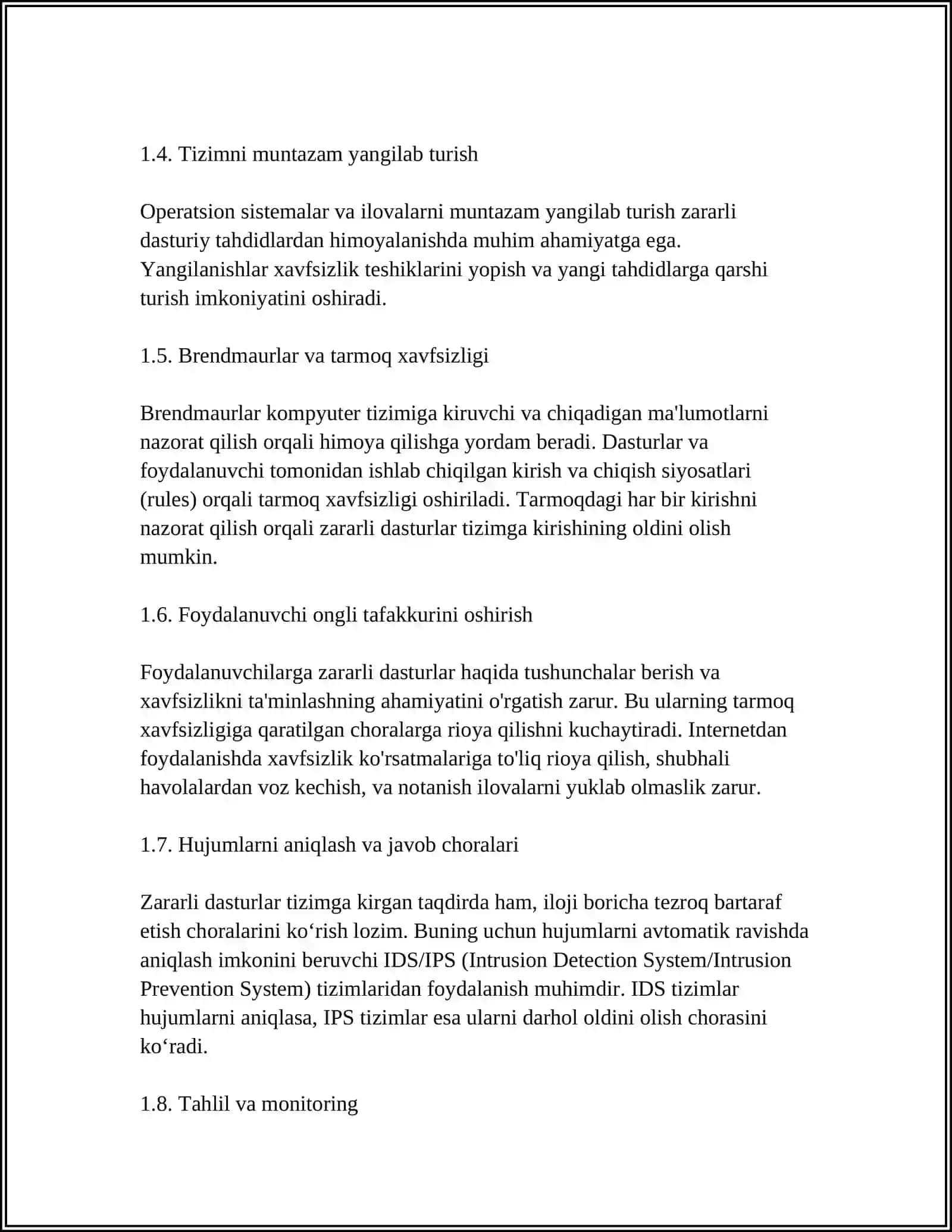 TARMOQDAGI ASOSIY XAVF TURLARI VA ULARNI BARTARAF ETISH CHORALARI 4