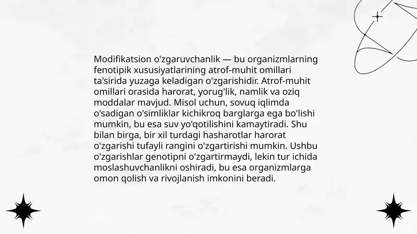 Genetikada modifikatsion o'zgaruvchanlik 4