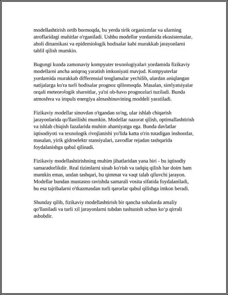 Fizikaviy modellashtirish 4