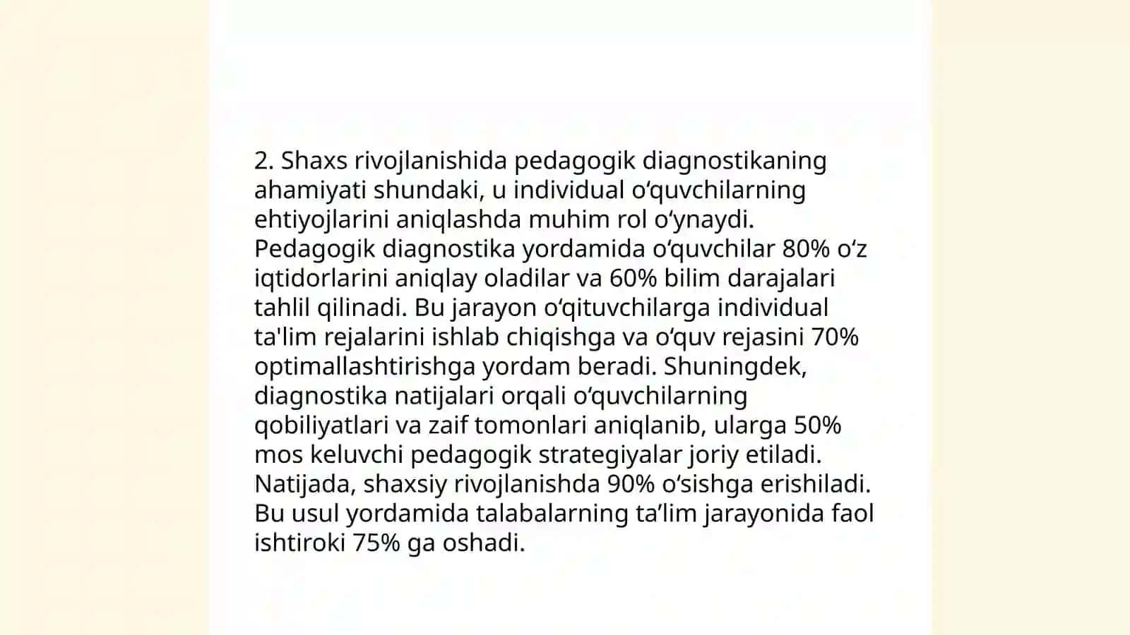 Pedagogik diagnostikaning shaxs rivojlanishidagi orni 4