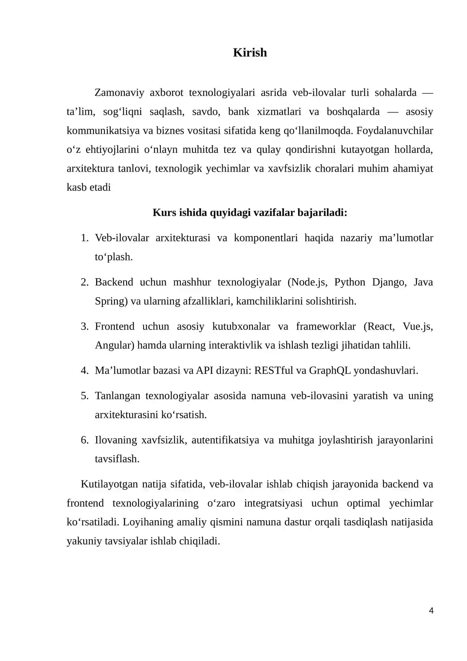 Veb-ilovalarni ishlab chiqish: Backend va frontend texnologiyalari 4