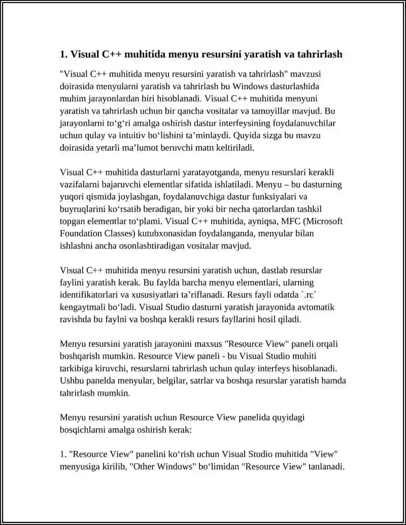VISUAL C++MUHITIDA MENYULAR VA USKUNALAR PANELI 4