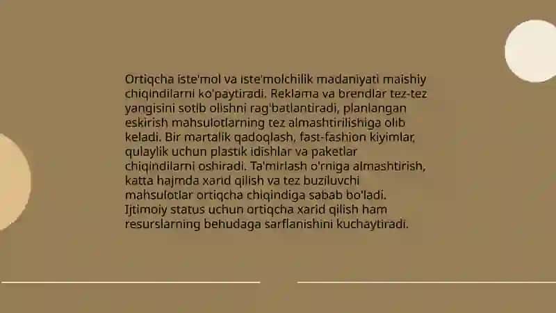 Maishiy chiqindilarni hosil bòlish sabablari 4