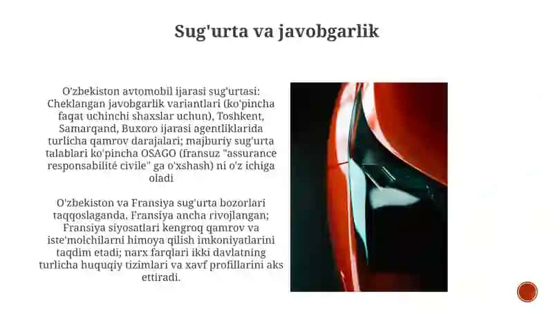 Fransiya va O'zbekiston avtomobil ijarasi 4