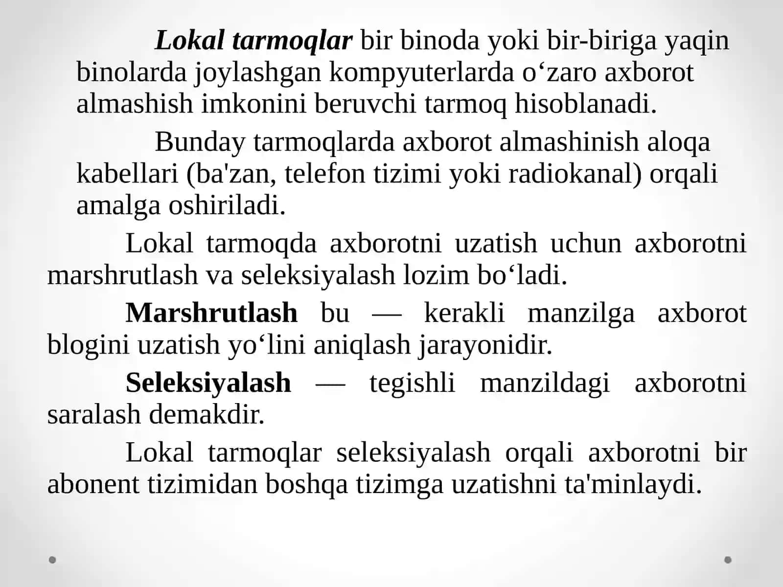 Kompyuter tarmoqlari va tarmoq texnologiyalari 4