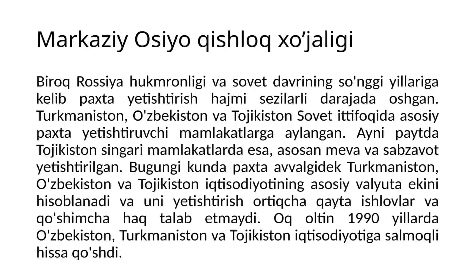 Markaziy Osiyo qishloq xoʻjaligi 4