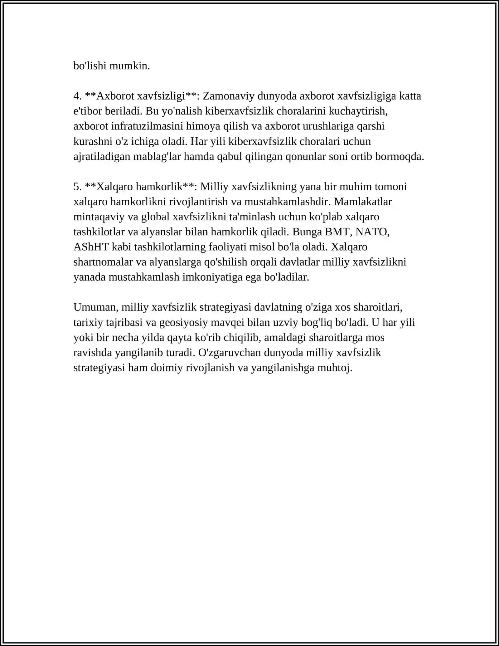MILLIY XAVFSIZLIKNI TAʼMINLASH BORASIDA AMALGA OSHIRILAYOTGAN ISHLAR 4