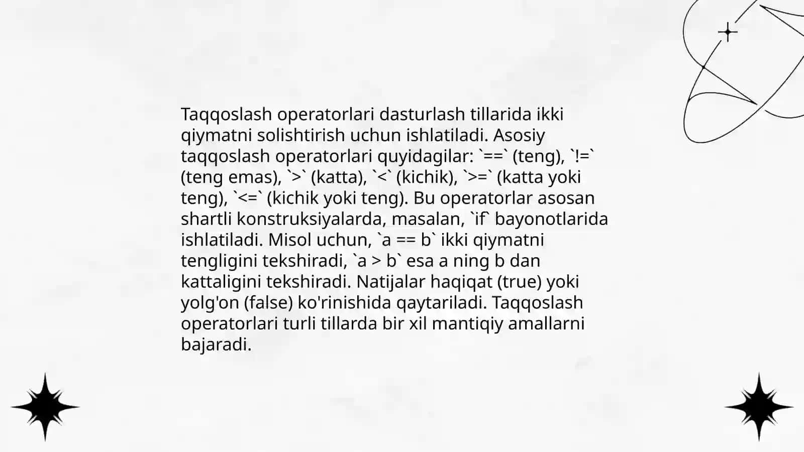 Taqqoslamalar va ularning xossalari 4