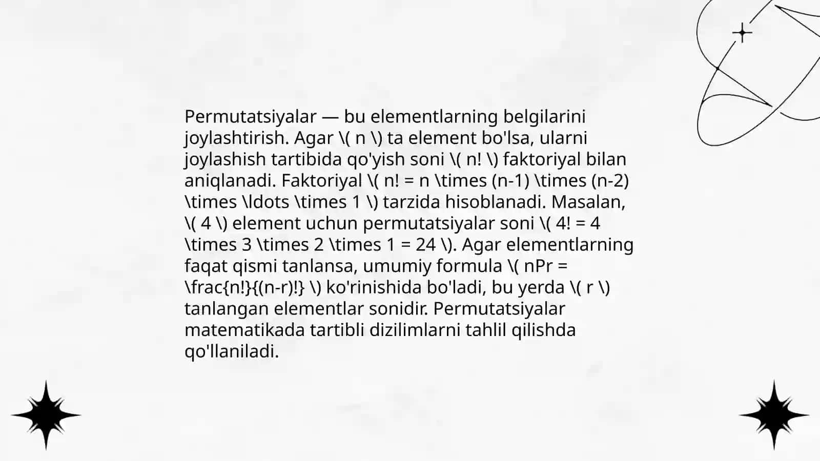Kombinator va pozitsion oʻzgarishlar 4