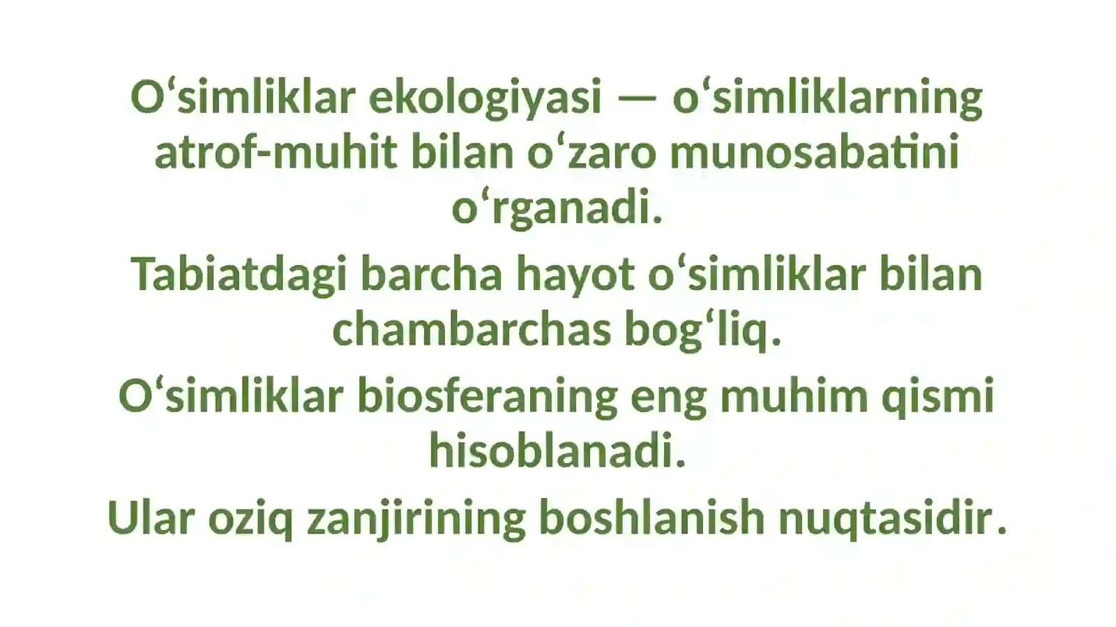 Biotexnologiya va ekologiya Ekologiya va atrof-muhitni muhofazasi ta’lim yo’nalishi 4