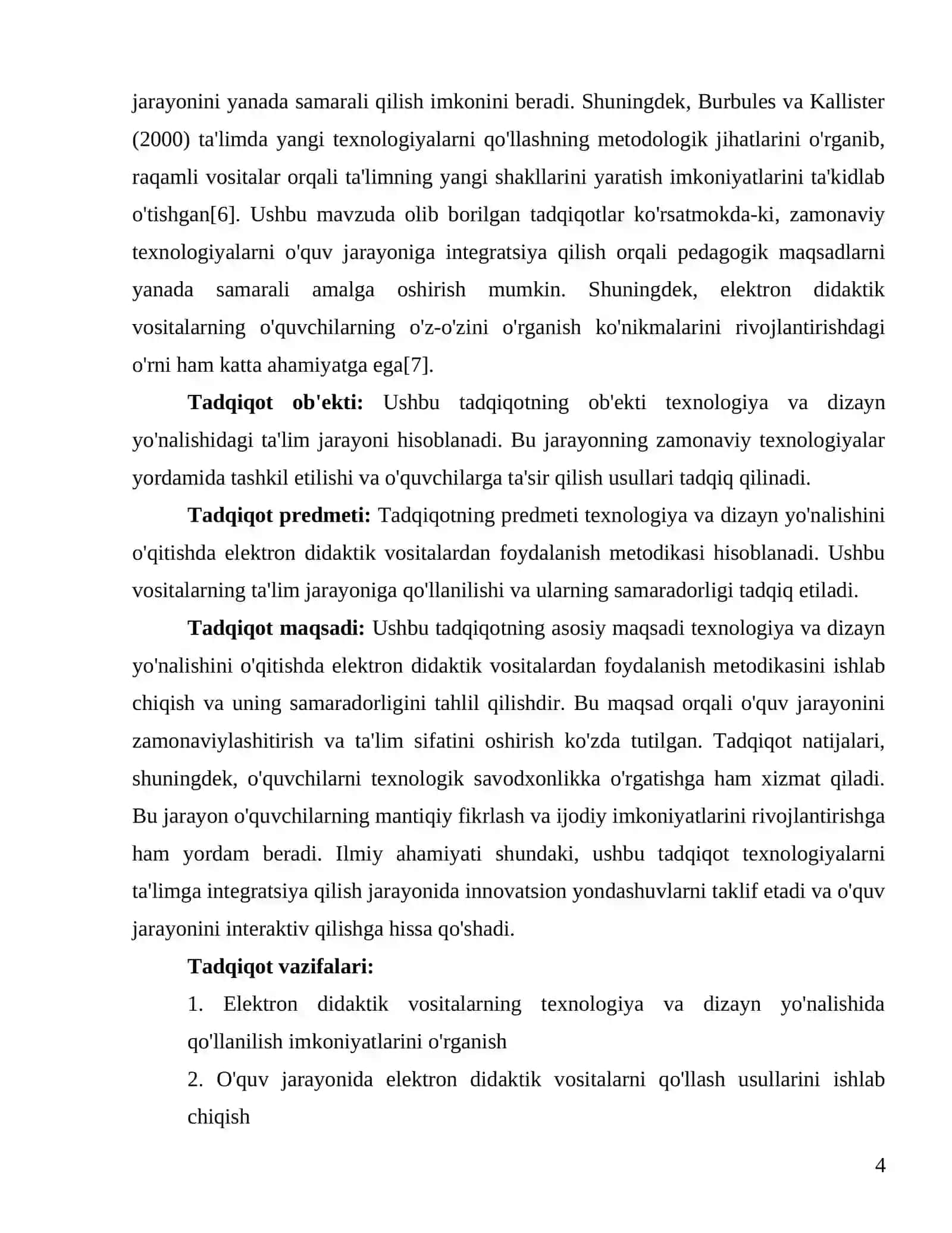 TEXNOLOGIYA VA DIZAYN YOʻNALISHINI OʻQITISHDA ELEKTRON DIDAKTIK VOSITALARDAN FOYDALANISH METODIKASI 4