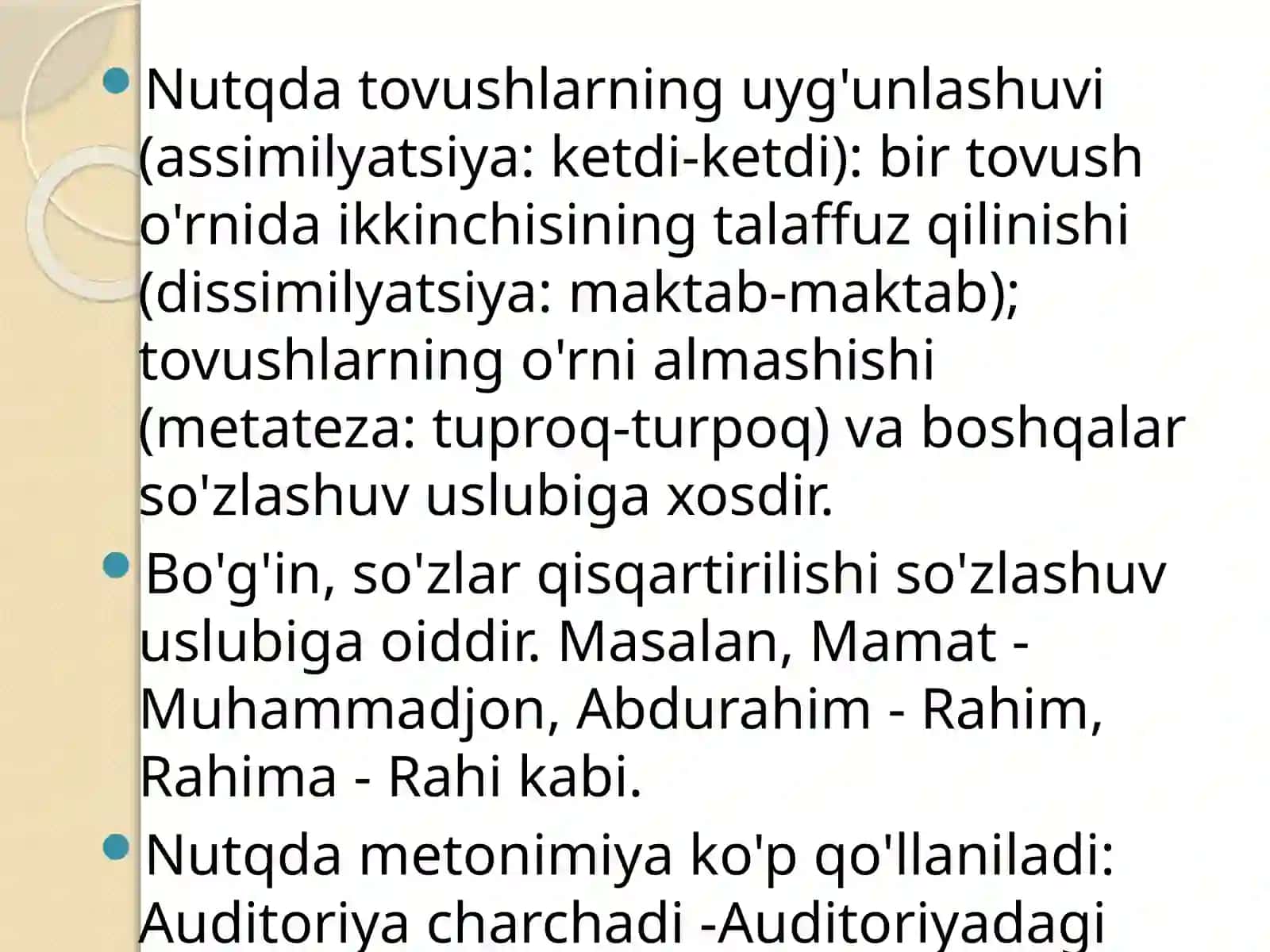 So‘zlashuv uslubi. O‘zbek tili lahja va shevalari 4