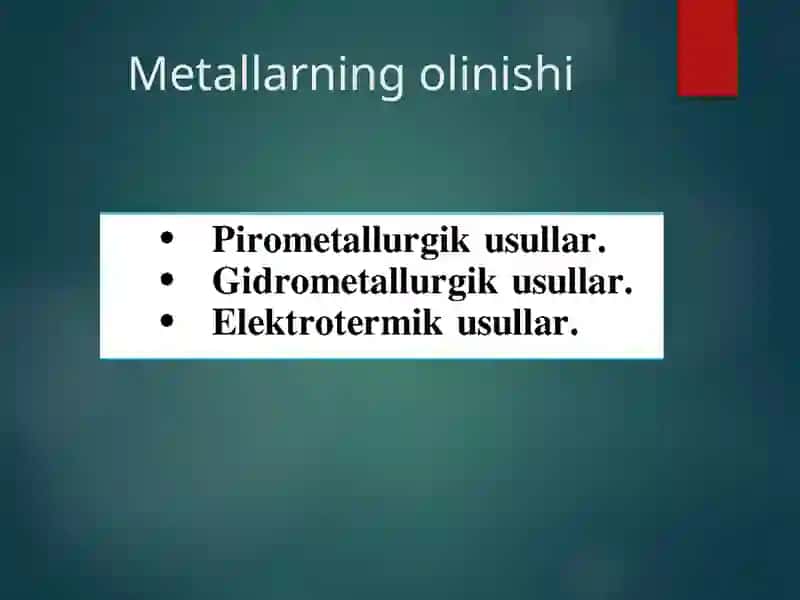 Metallarning kimyoviy elementlardagi davriy jadvalidagi joylashishi 4