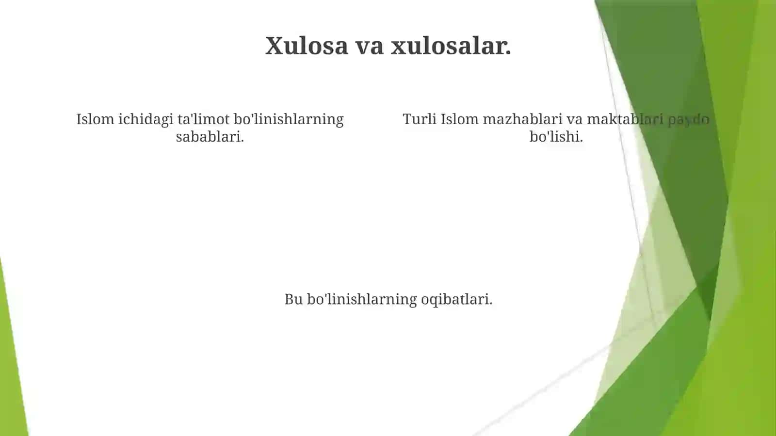Islom mazhablari va maktablari paydo bo'lishining sabablari 4