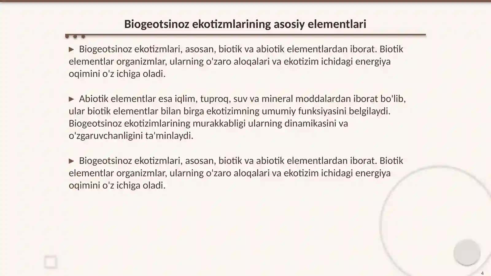 Ekotizmlarining tuzilmalari va xususiyatlari 4