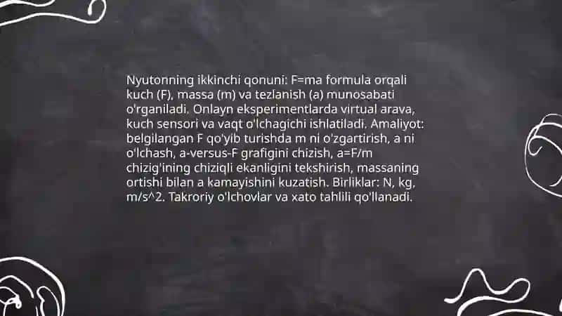 Nyuton qonunlarini virtual oʻrganish 4